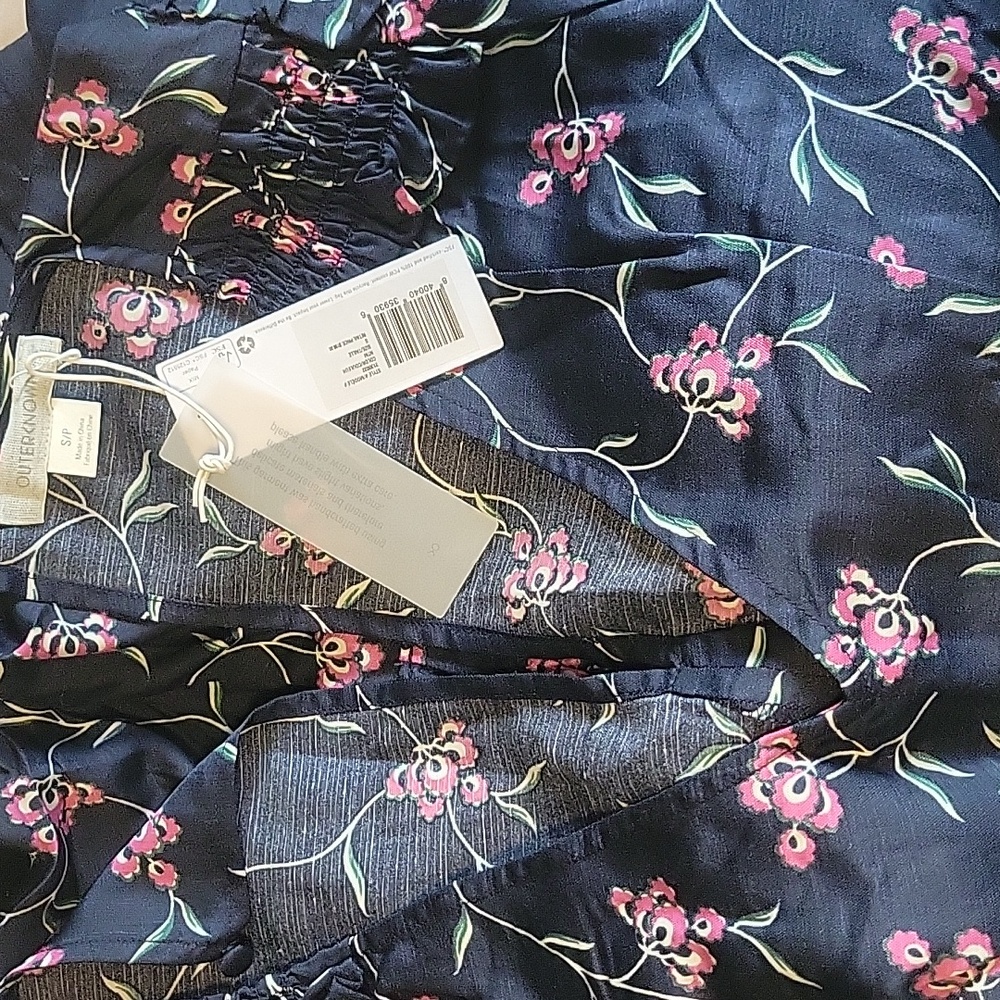Outerknown Navy and Pink Floral Jumpsuit - Picture 4 of 6